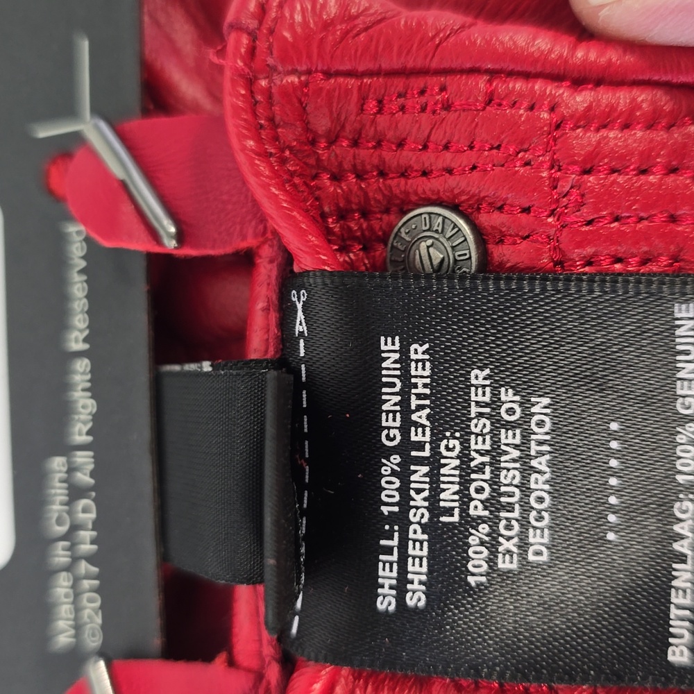 Harley Davidson Women's L leather gloves RED NWT - Picture 6 of 6